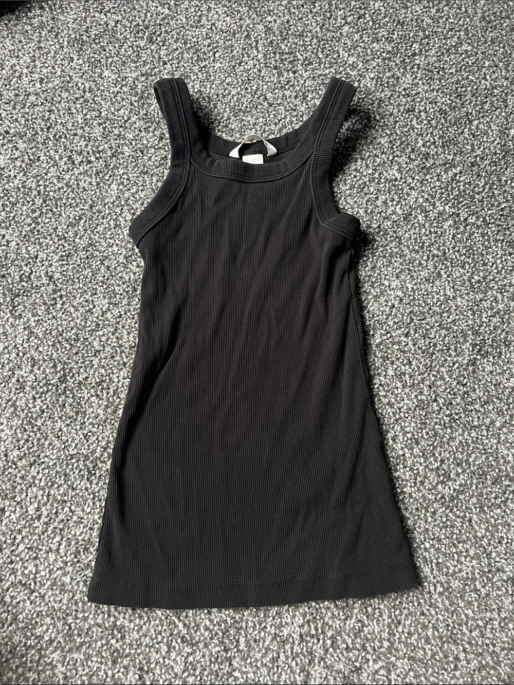 Black Ribbed Tank Dress - Women
